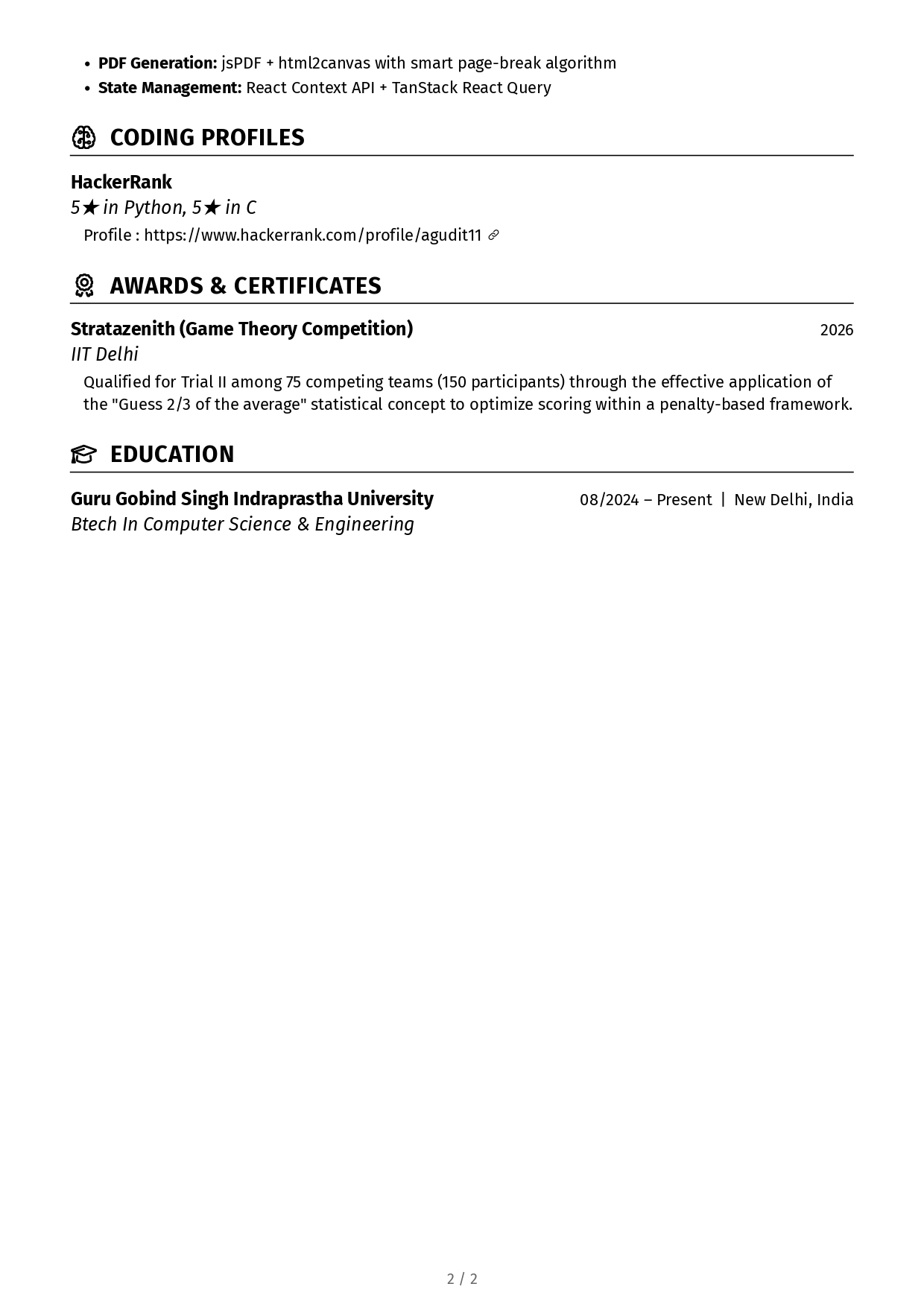 Resume Page 2